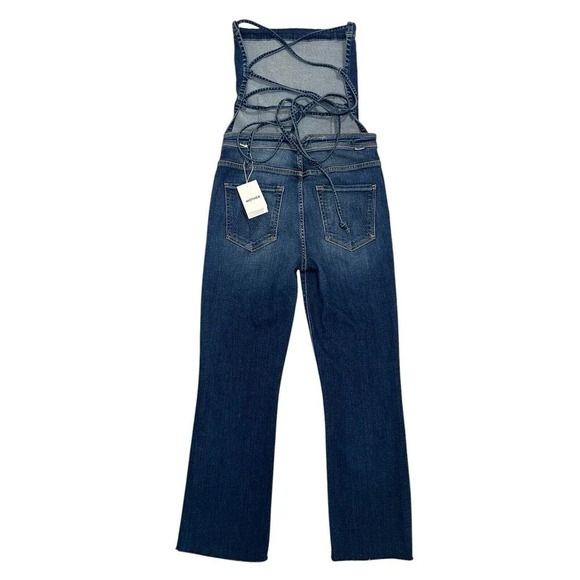 Mother The Tie Back Hustler Ankle Fray Jumpsuit in Pardon My French Denim 30 - Picture 8 of 16